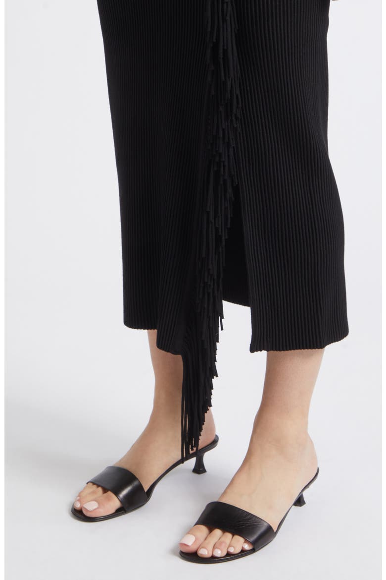 High Waist Side Fringe Skirt, Alternate, color, SOLID BLACK