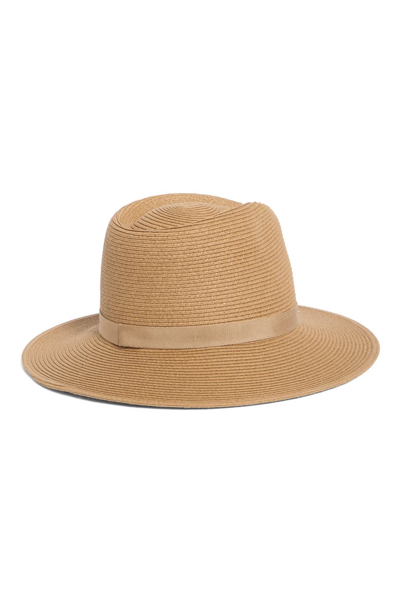 Carolina Packable Straw Hat, Alternate, color, LIGHT BROWN