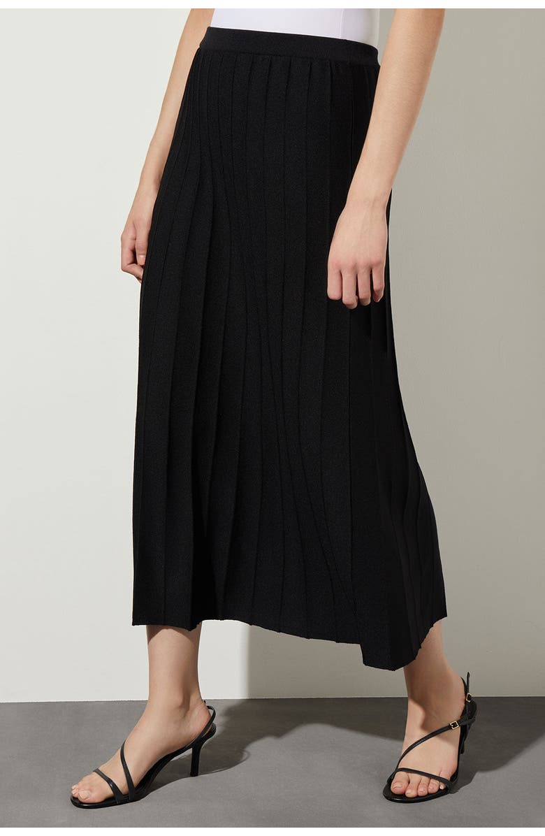 Ming Wang Pleated Soft Knit Maxi Skirt, Alternate, color, Black