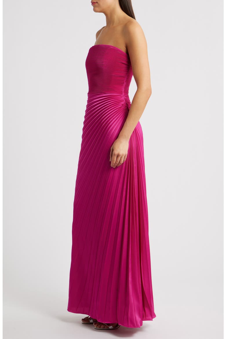 Kinley Accordion Pleat Strapless Evening Gown, Alternate, color, BRIGHT FUCHSIA