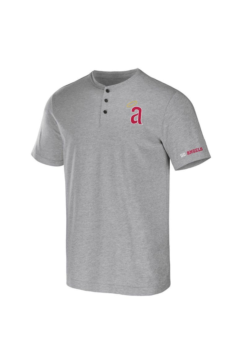 Men's Darius Rucker Collection by Fanatics Heather Gray Los Angeles Angels Henley T-Shirt, Alternate, color, Heather Gray