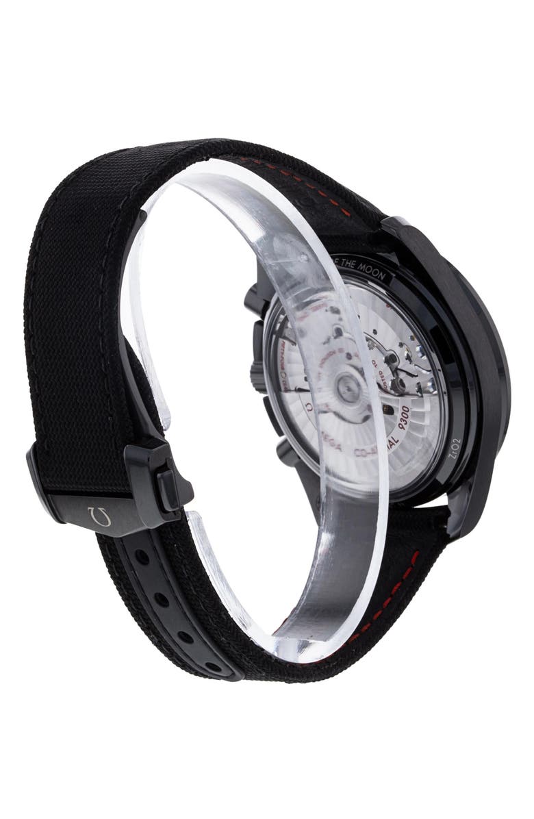 Watchfinder & Co. Omega Preowned Speedmaster Dark Side of the Moon Nylon Strap Chronograph Watch, 44mm, Alternate, color,