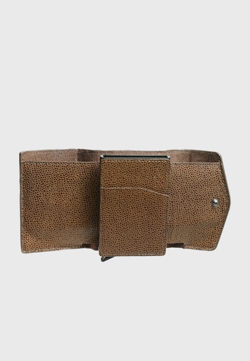 Furniq Uk Genuine Leather Caviar Pattern Snap Closure Wallet And Card Holder In Brown