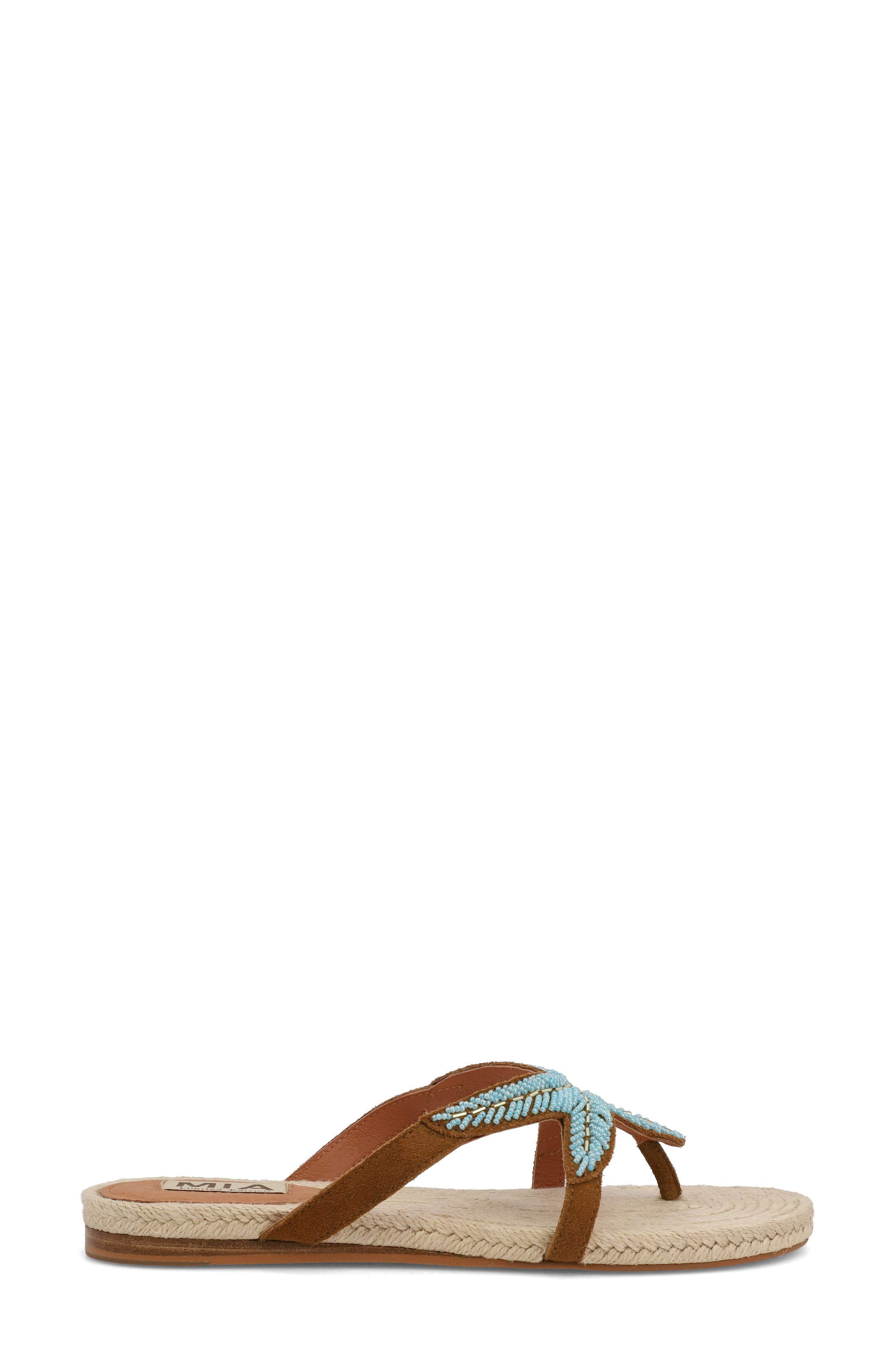 MIA Limited Edition Athina Flip Flop, Alternate, color, Cognac/ Turquoise Beads