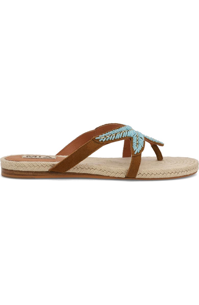 MIA Limited Edition Athina Flip Flop, Alternate, color, Cognac/ Turquoise Beads