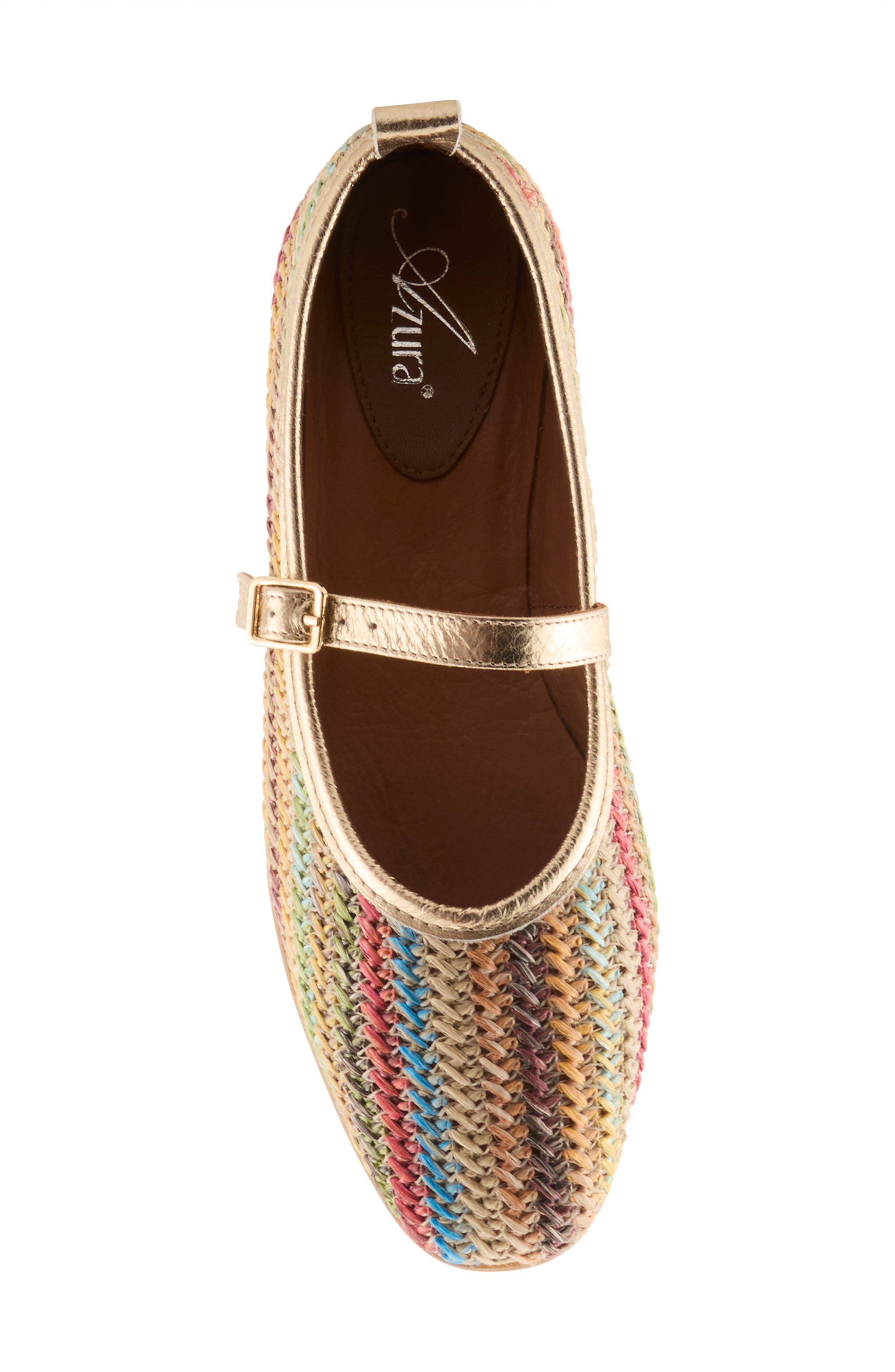 AZURA BY SPRING STEP Multicolor Raffia Ballet Flat, Alternate, color, Rainbow
