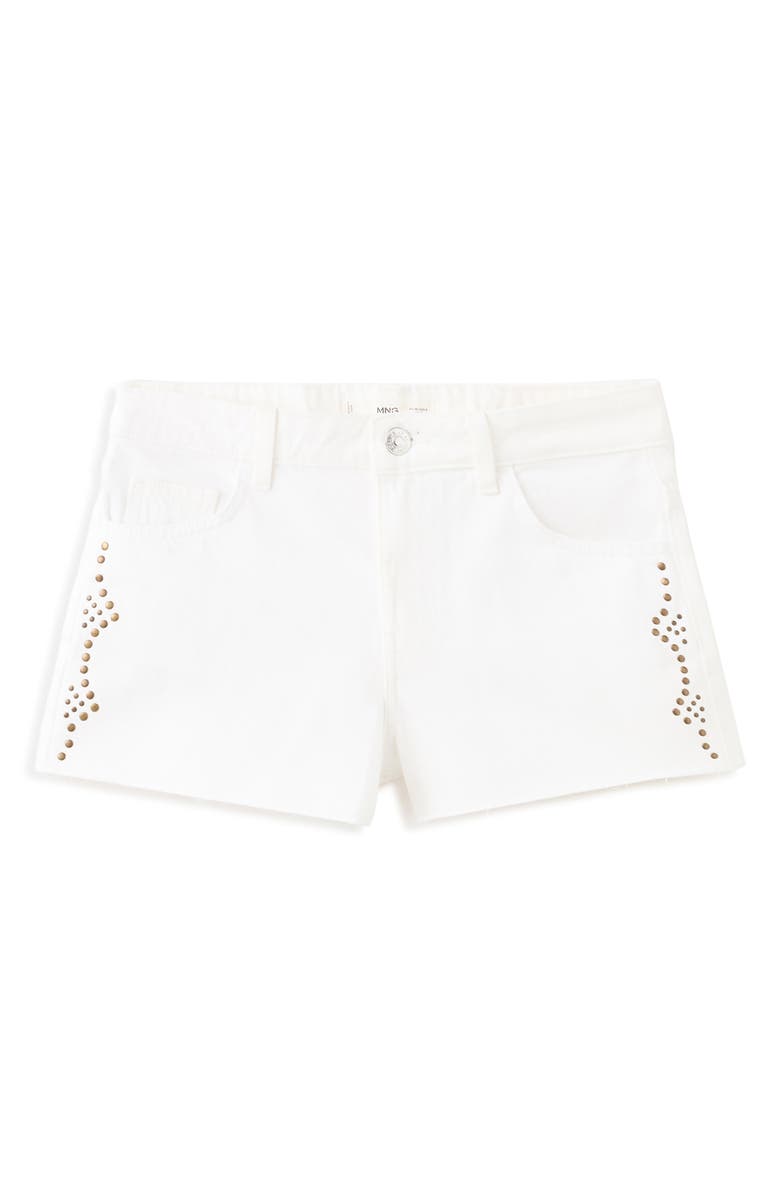 MANGO TEEN Studded Side Cutoff Denim Shorts, Alternate, color, 