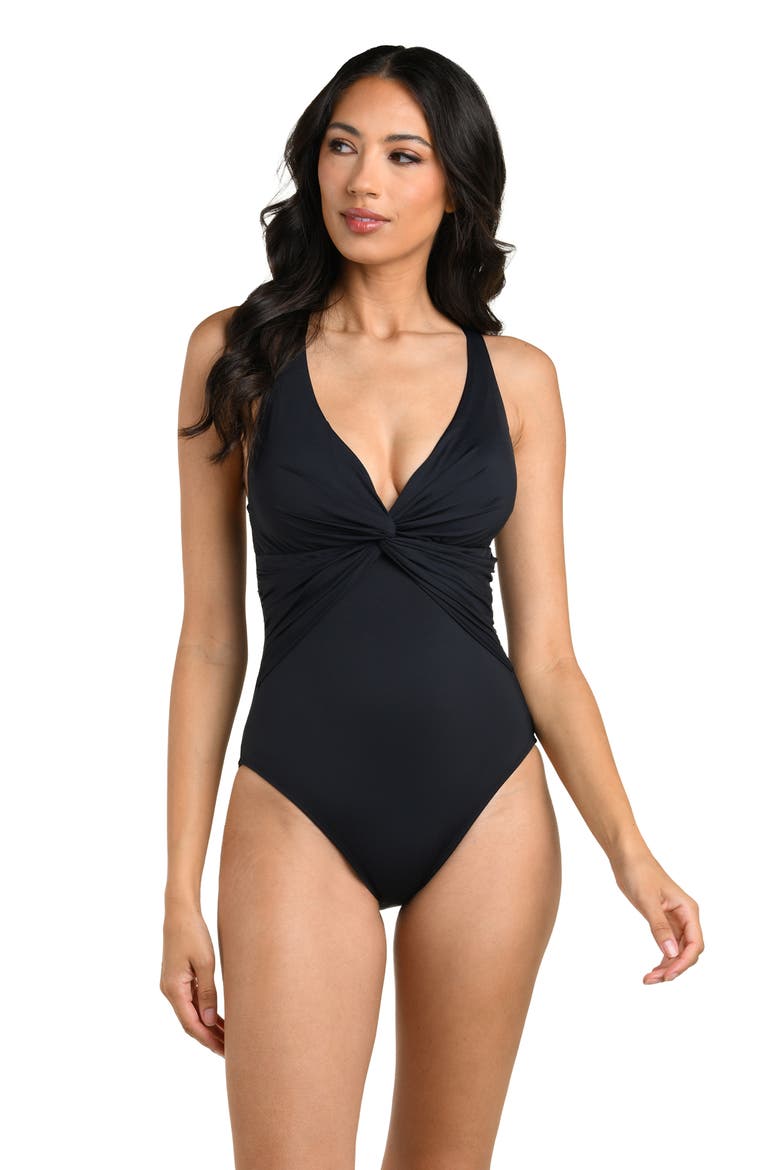 Island Plunge One-Piece Swimsuit, Alternate, color, BLACK