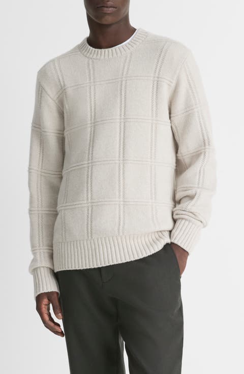 Seed Stitch Windowpane Lambswool Sweater