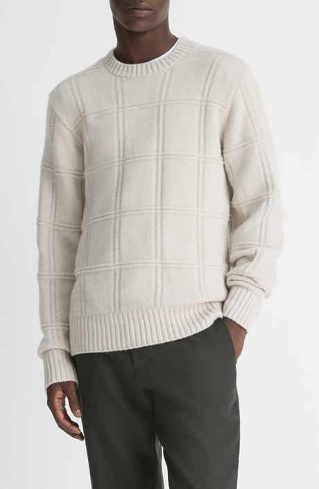 Vince Seed Stitch Windowpane Lambswool Sweater