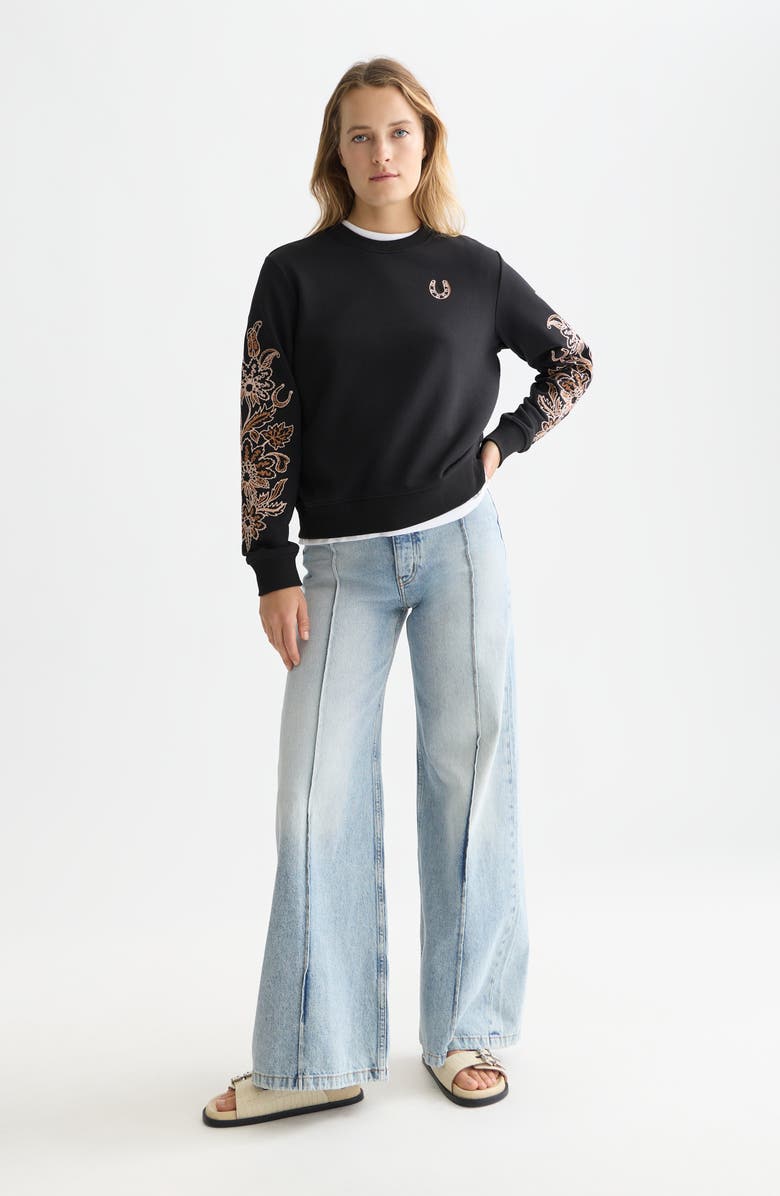 Scotch & Soda Embroidered Cotton Graphic Sweatshirt, Alternate, color, Meteorite