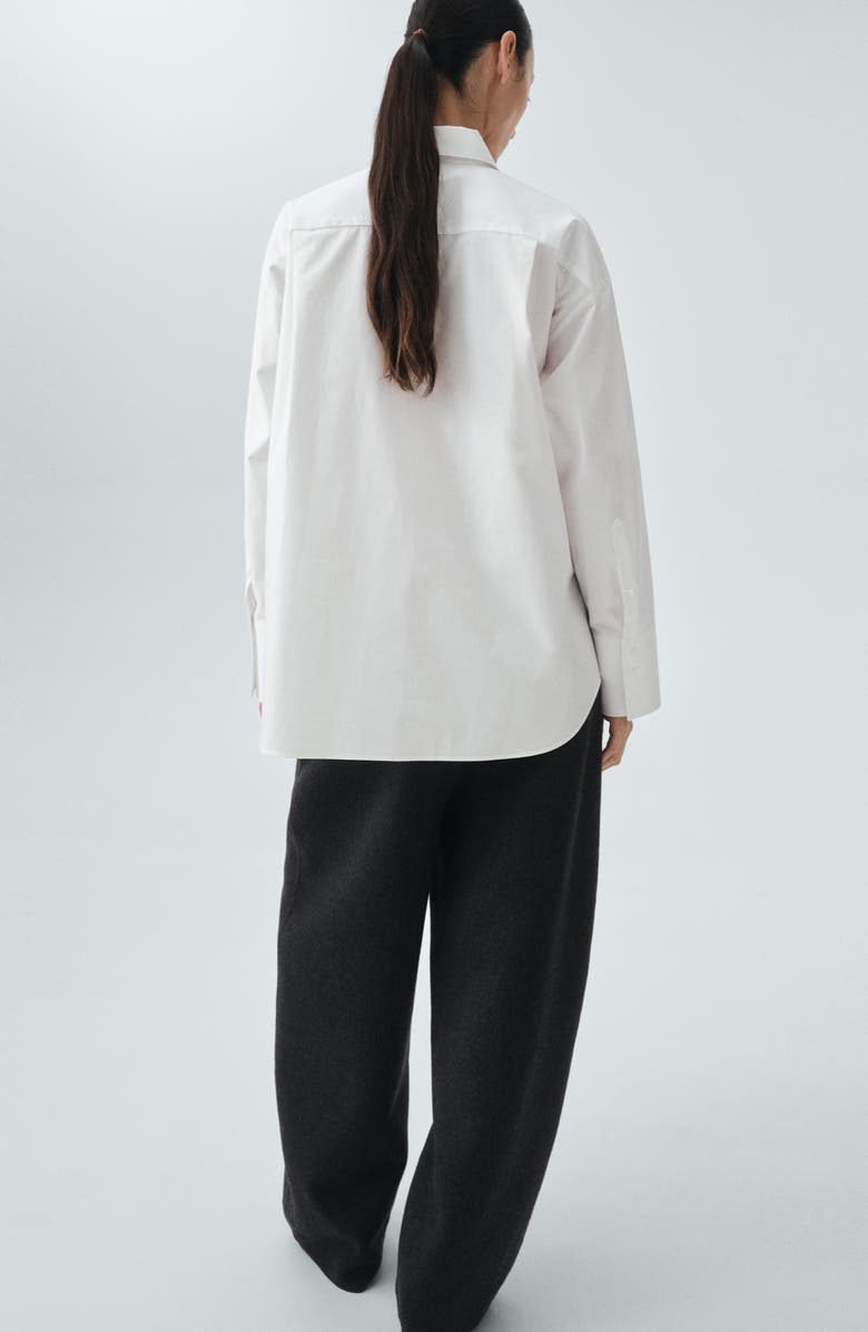 MANGO Selection Oversize Organic Cotton Poplin Button-Up Shirt, Alternate, color, White