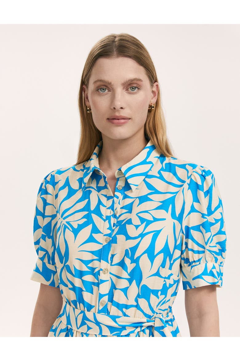 Liana Floral Midi Tiered Dress, Alternate, color, Blue Leaf