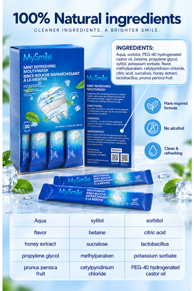 Travel-Friendly Alcohol-Free Mouthwash in Fresh Mint, Alternate, color, Blue