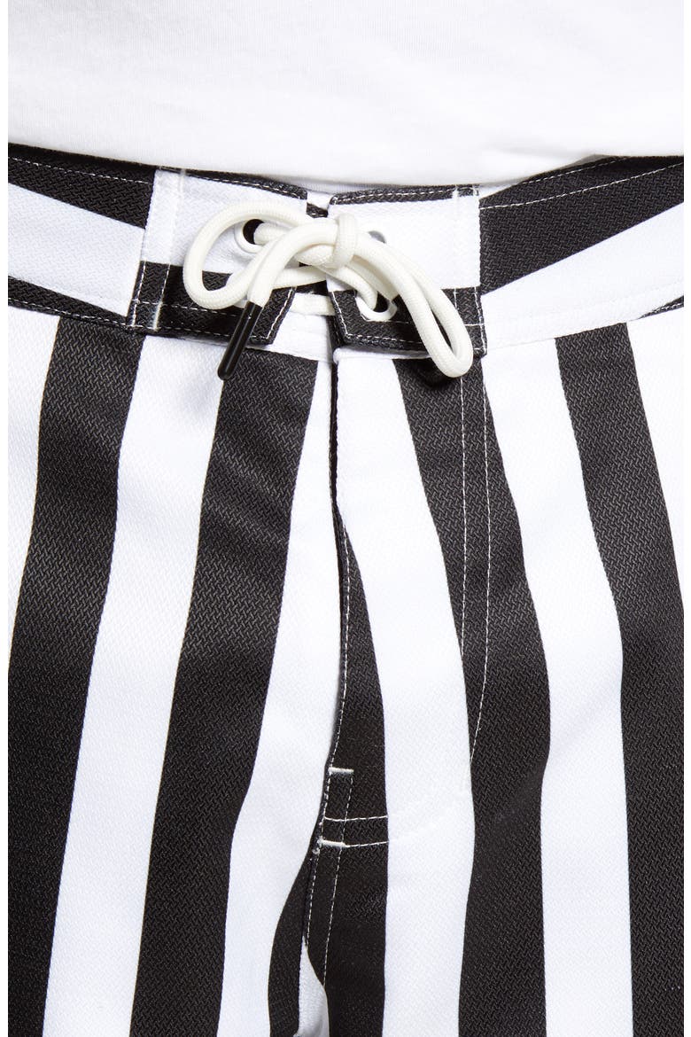 Slim Fit Scallop Stripe Board Shorts, Alternate, color, BLACK