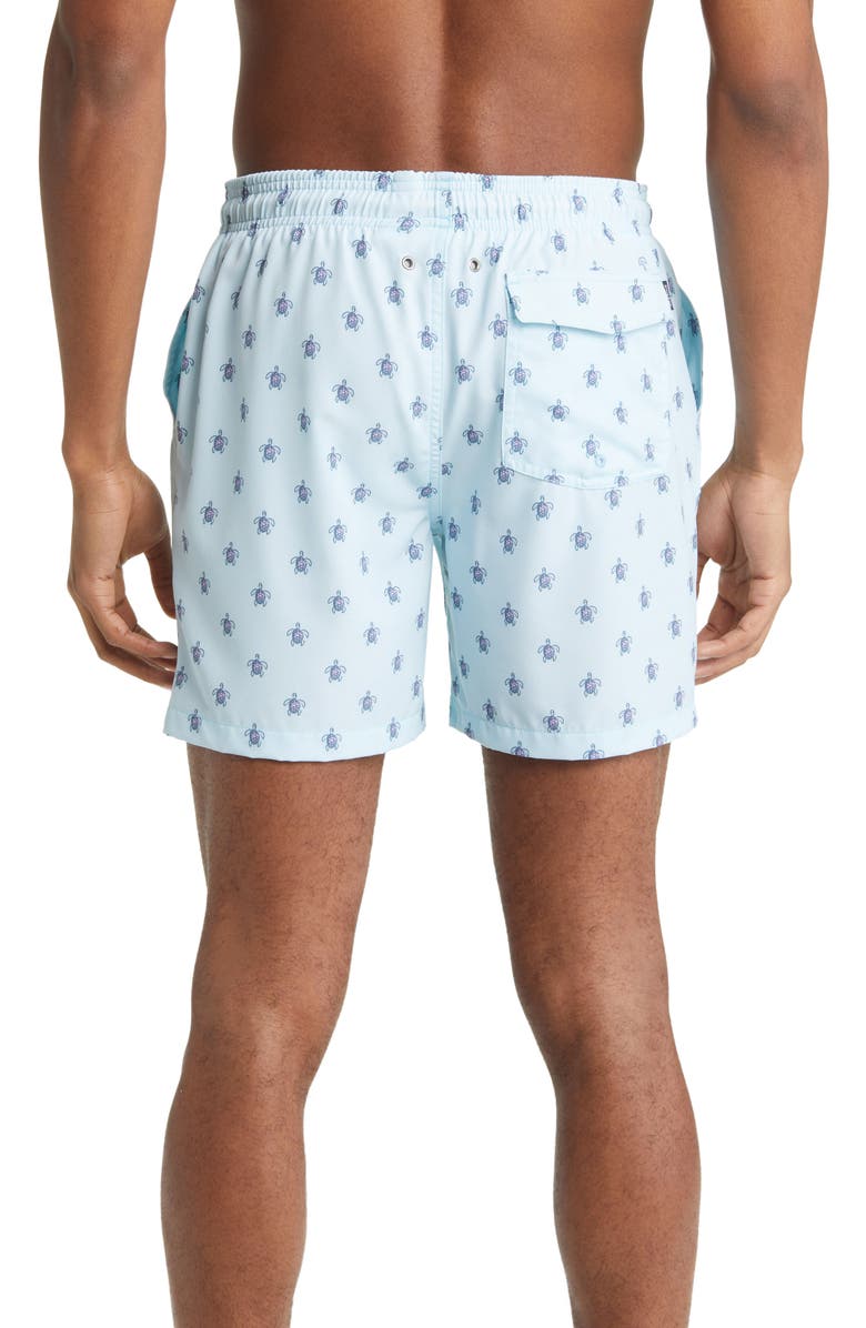 Stone Rose Turtle Print Swim Trunks, Alternate, color, 