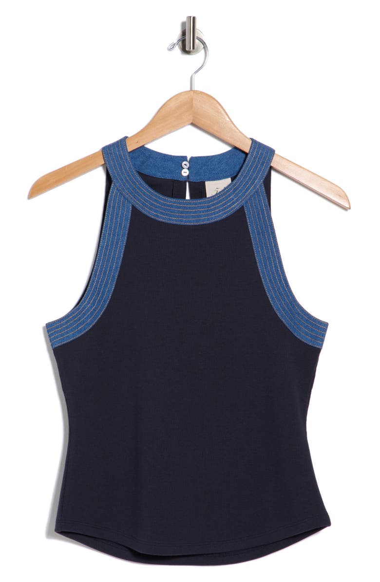 Cinq à Sept Brittany Tank, Main, color, Navy/ Medium Wash
