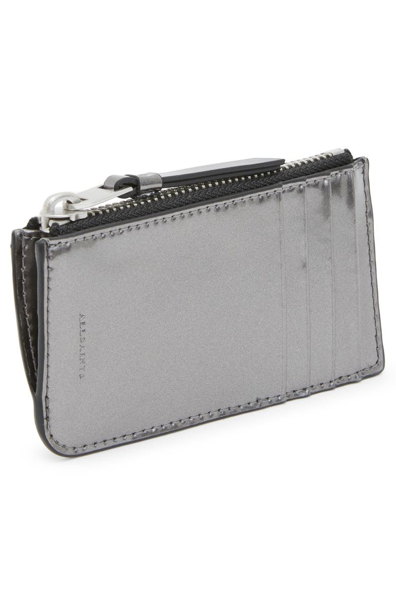 AllSaints Marlborough Leather Card Holder, Alternate, color,