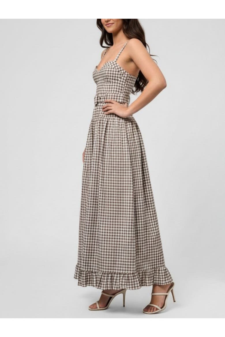 Elodie Sweetheart Neck Maxi Dress, Alternate, color, Ivory Brown Gingham