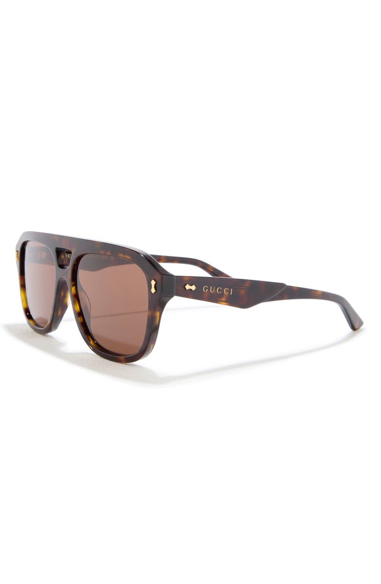 Gucci 57mm Aviator Sunglasses, Alternate, color, Havana Havana Brown