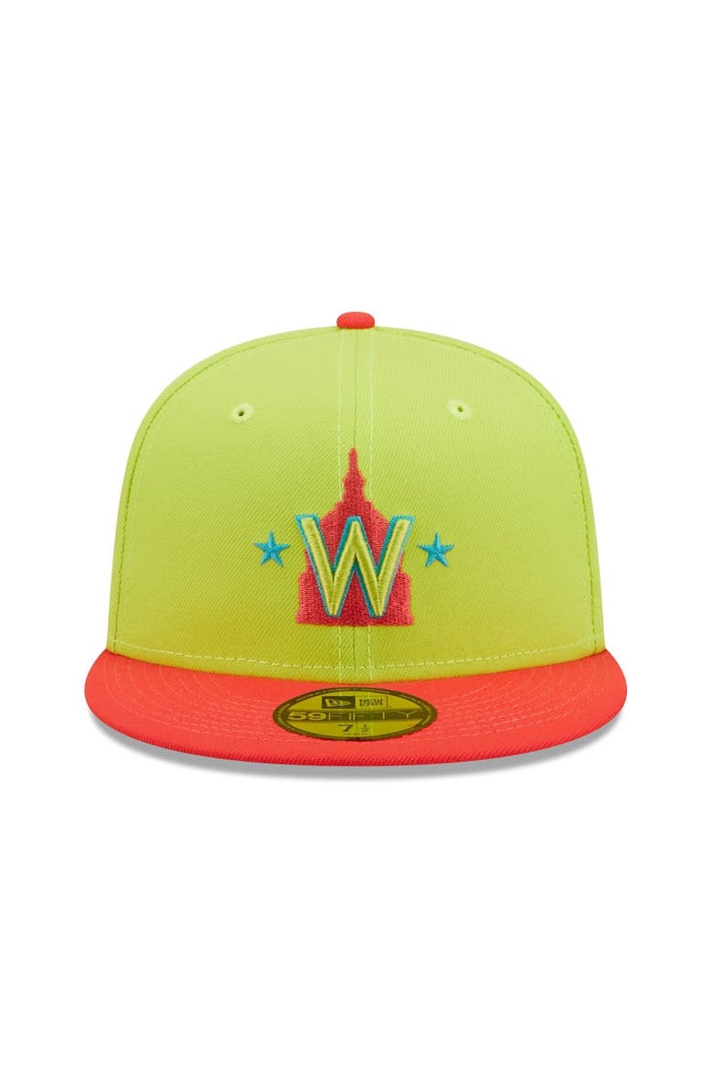 Men's New Era Green/Red Washington Nationals 2008 Inaugural Season Cyber Highlighter 59FIFTY Fitted Hat, Alternate, color, Green