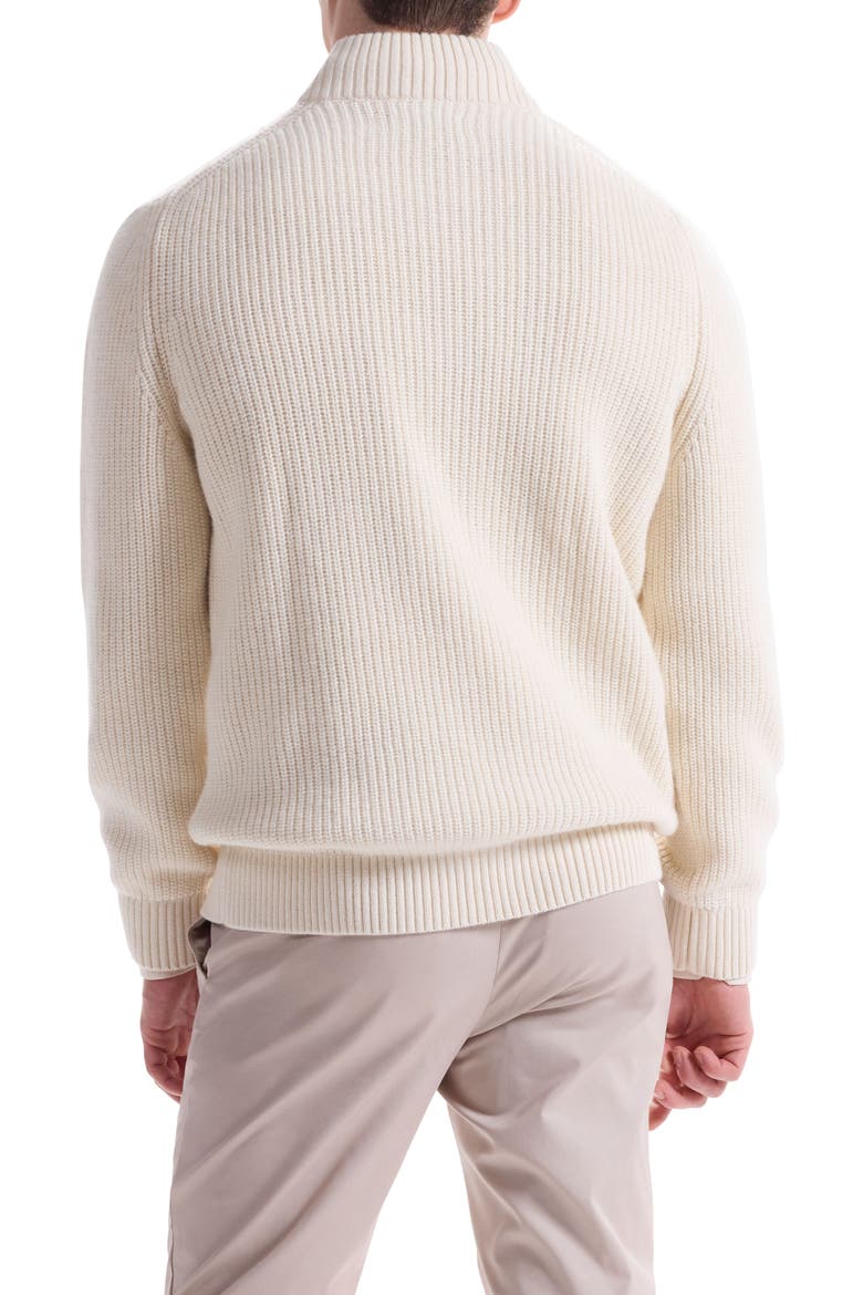 Merino Wool & Cotton Diamond Quarter Zip Sweater, Alternate, color, CHALK