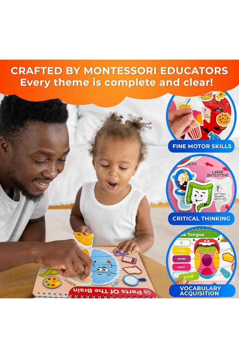 Montessori Busy Book for Toddlers - Interactive Educational Toys, Alternate, color, Our body