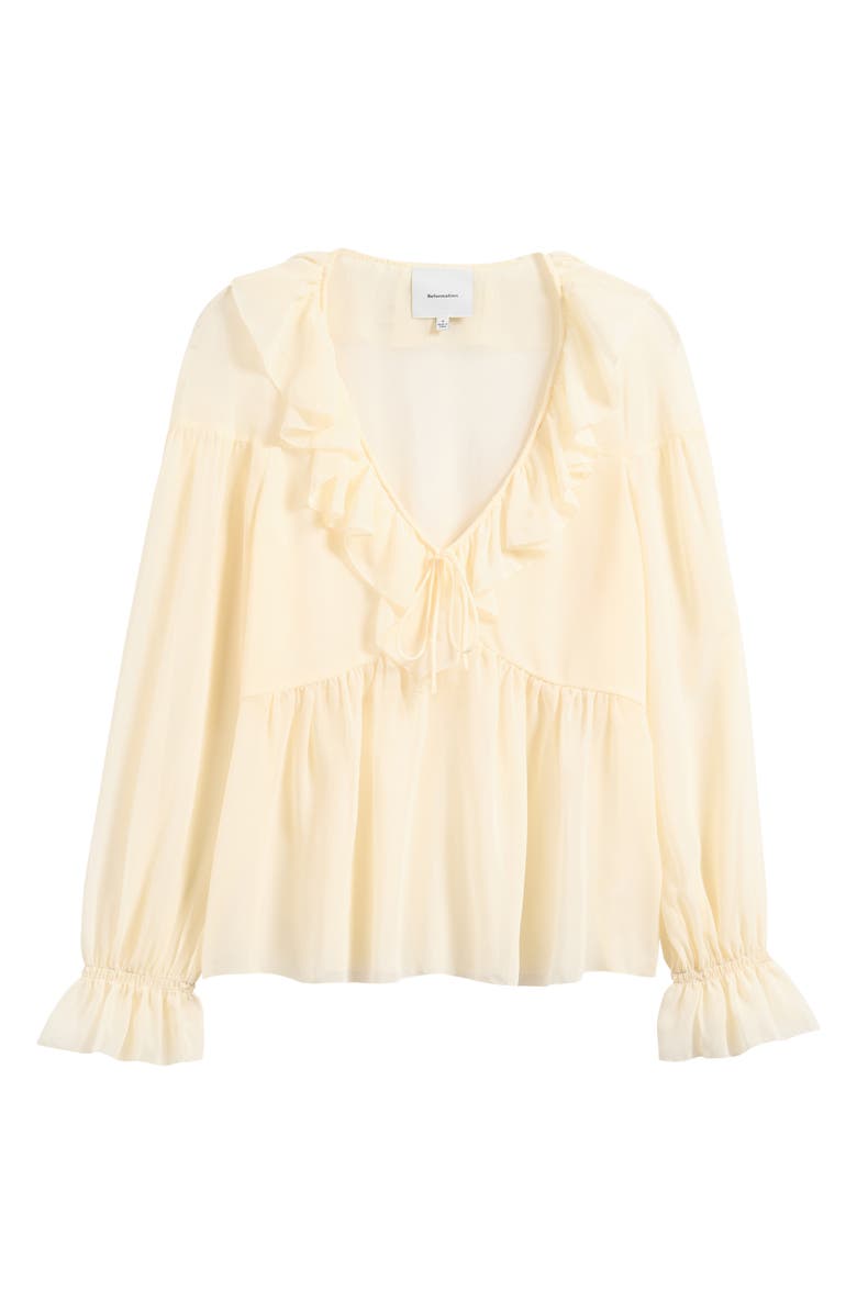 Reformation Wyn Ruffle Shirt, Main, color,