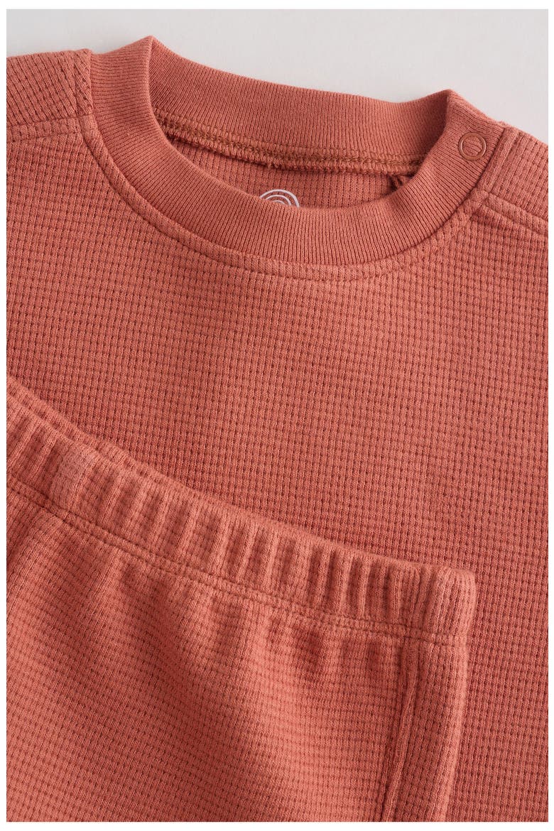 Waffle Knit T-Shirt & Shorts Set, Alternate, color, BROWN