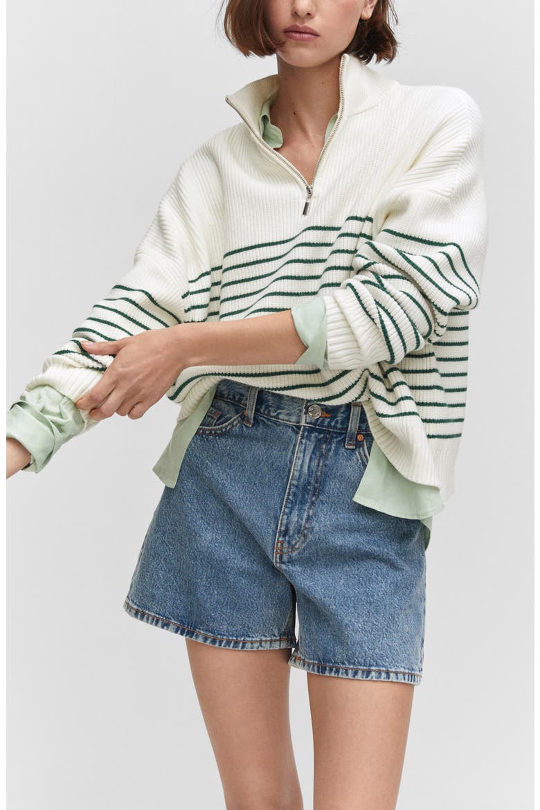 Stripe Half Zip Sweater, Alternate, color, GREEN