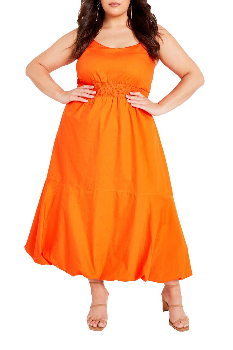 Eliza Bubble Hem Cotton Maxi Dress, Main, color, ORANGE FIZZ