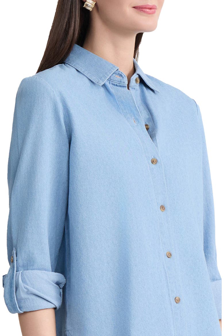 Boxy Denim Button-Up Shirt, Alternate, color, PISCES WASH