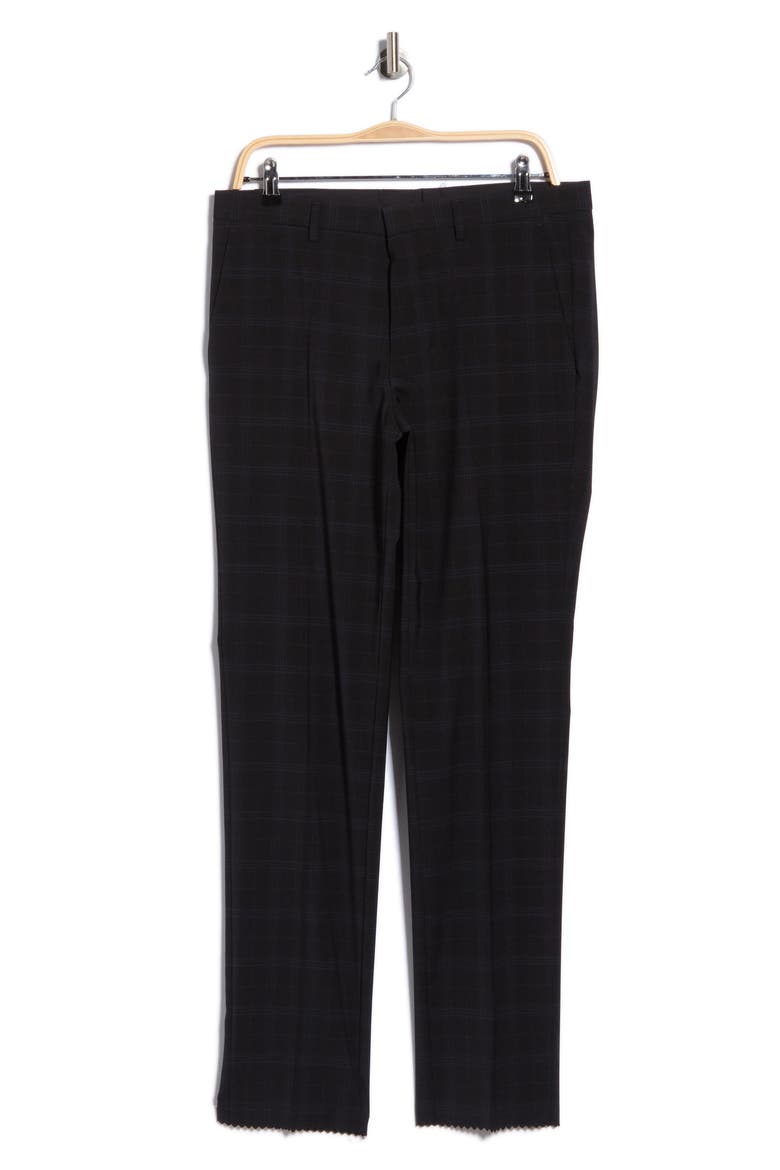 Hesten Flat Front Glen Plaid Dress Pants, Main, color, DARK BLUE