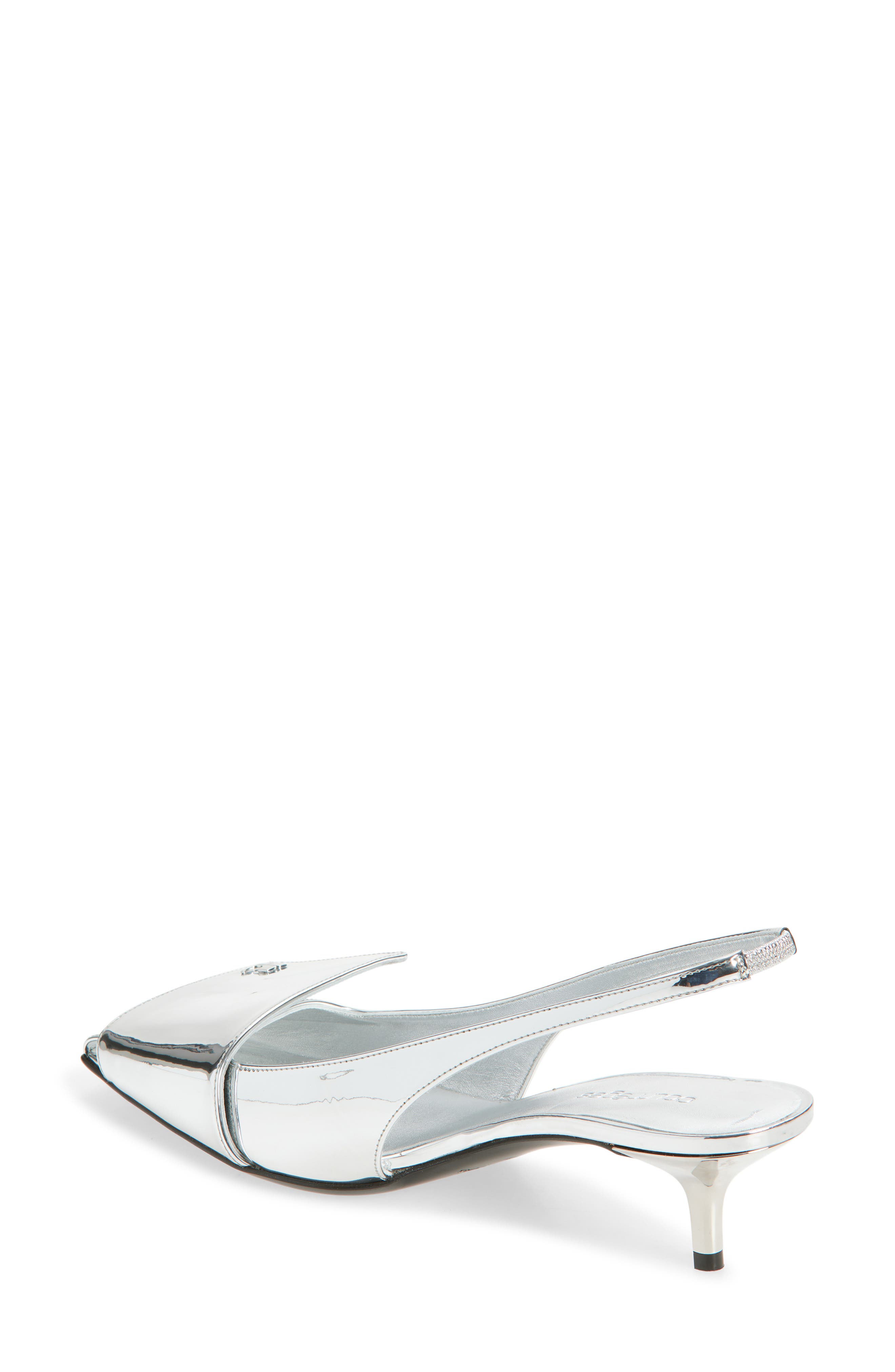 Courrèges Fold Mirror Kitten Heel Slingback Sandals, Alternate, color, Mirror