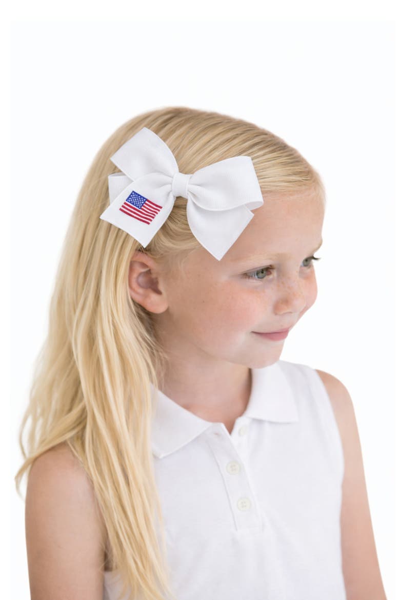 American Flag Hair Bow, Alternate, color, White