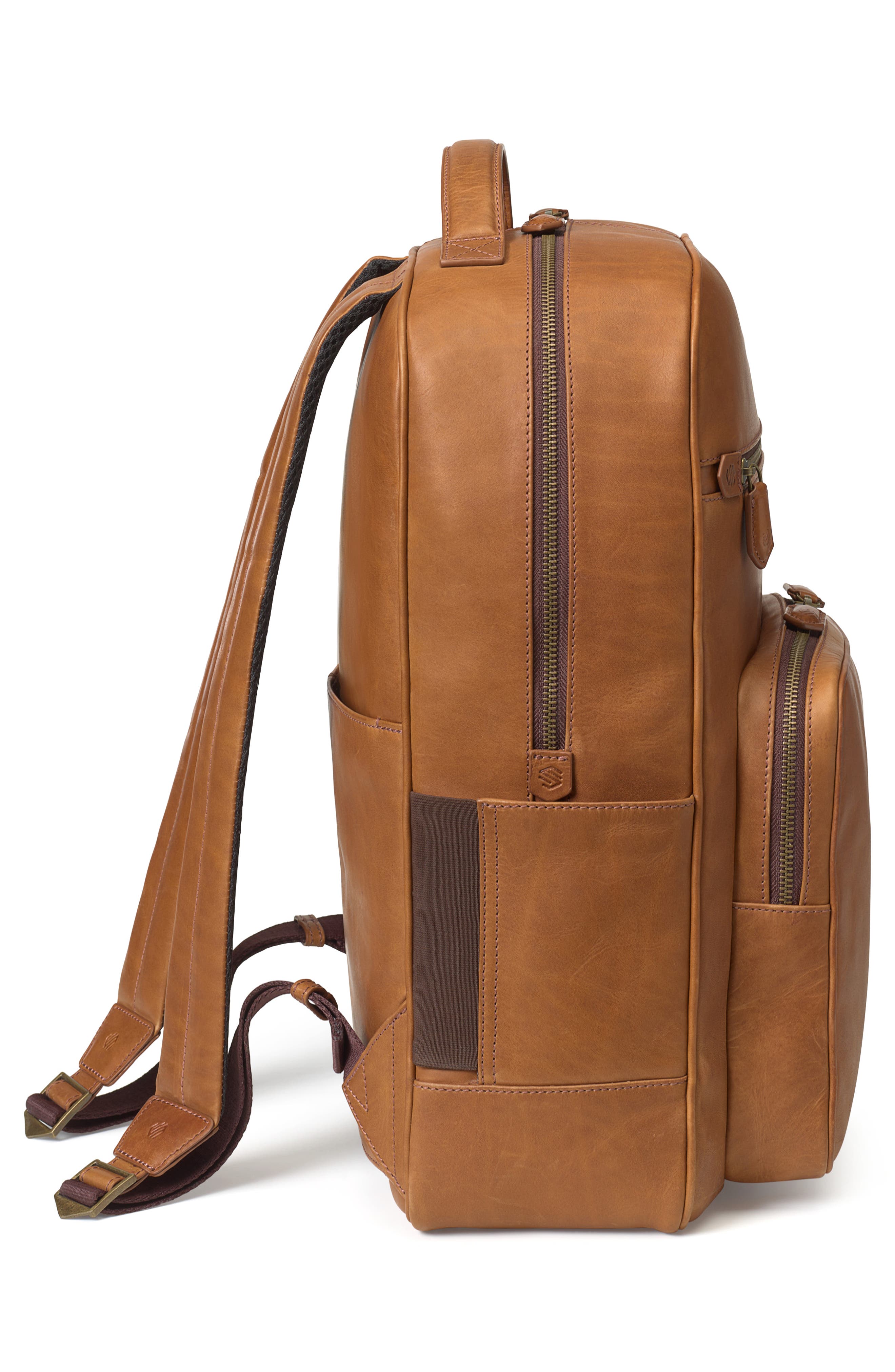 Johnston & Murphy Rhodes Leather Backpack, Alternate, color, Tan