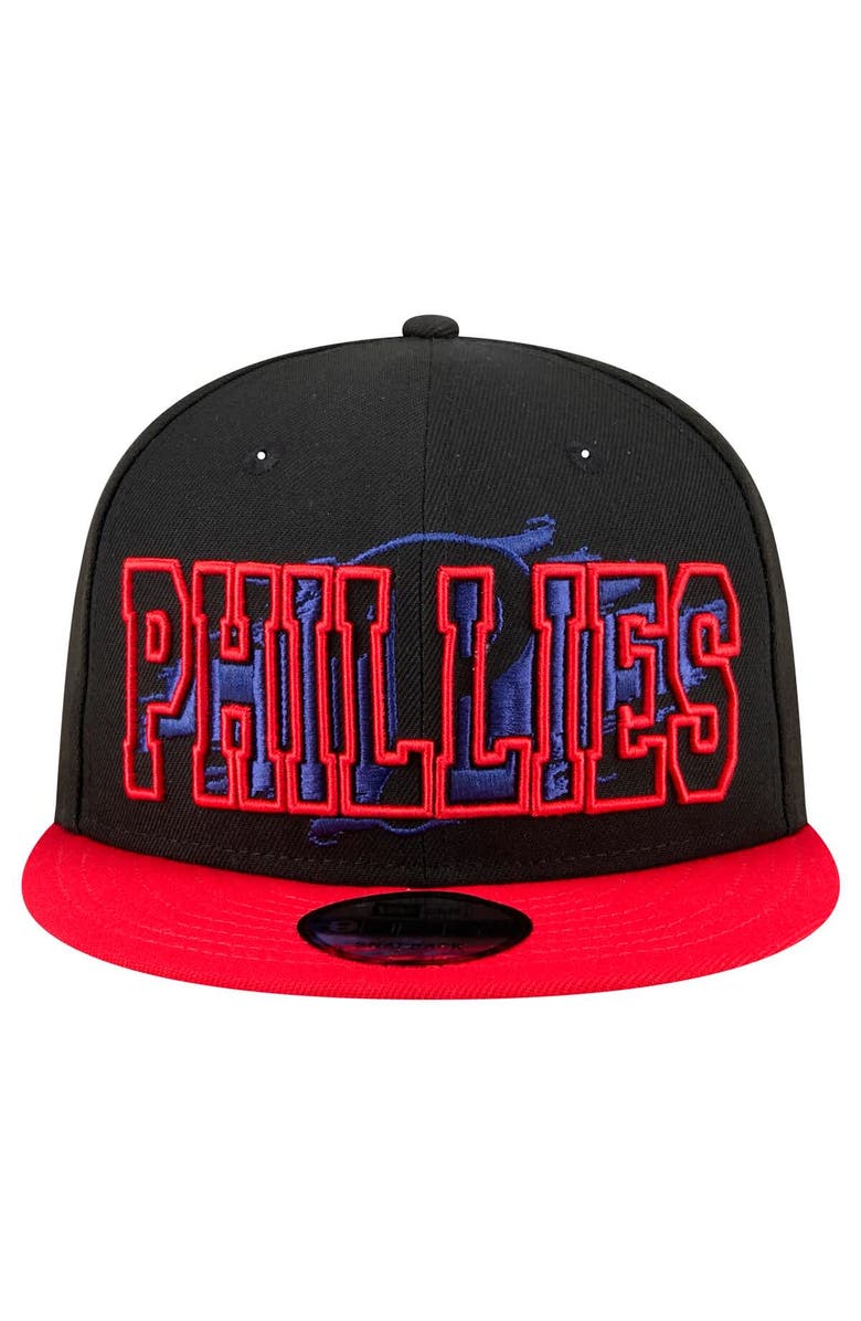 New Era Men's New Era Black Philadelphia Phillies Splatter 9FIFTY Snapback Hat, Alternate, color,