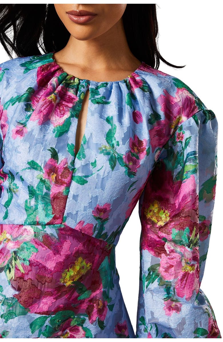 Coast Printed Jacquard Volume Dress, Alternate, color, Blue