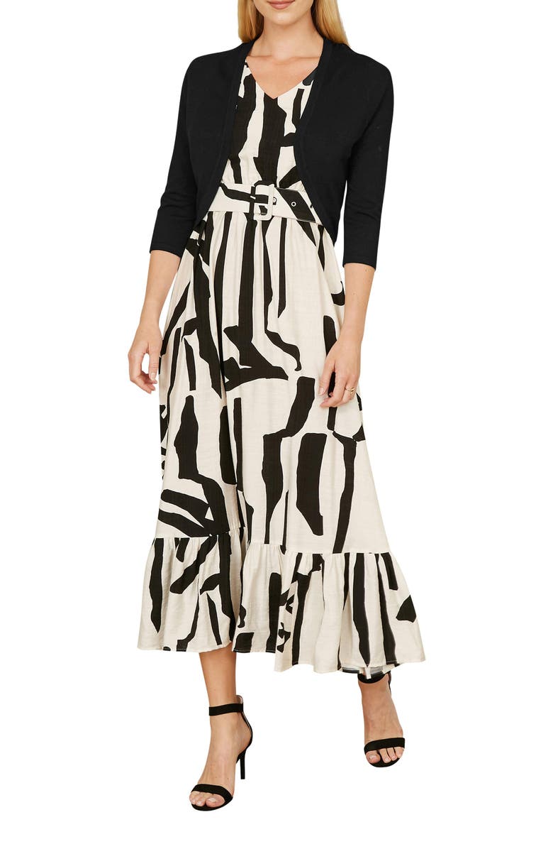 Yumi Knitted Curve Bolero, Alternate, color, Black