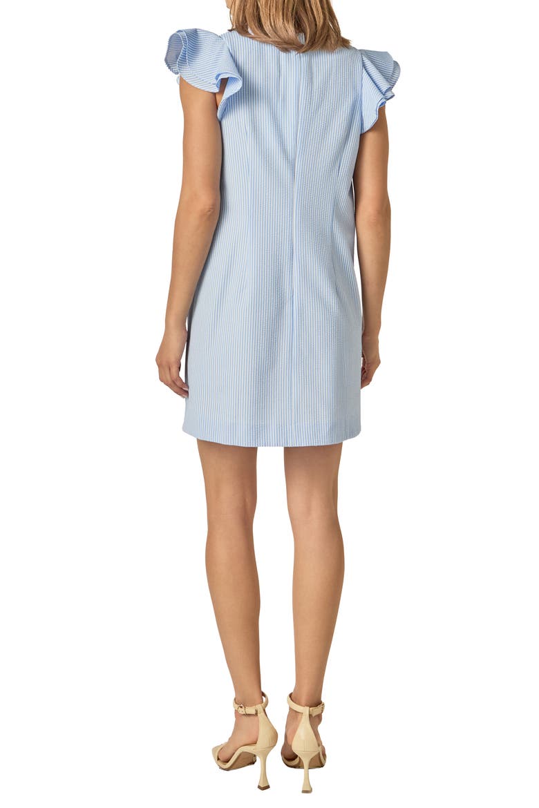 Stripe Seersucker Ruffle Sleeve Eyelet Minidress, Alternate, color, POWDER BLUE/ WHITE