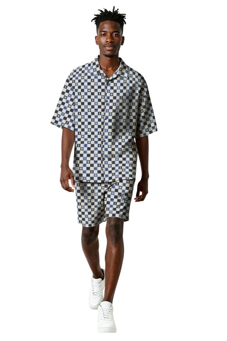 Icons Oversize Camp Shirt, Alternate, color, BLUE/ WHITE MULTI