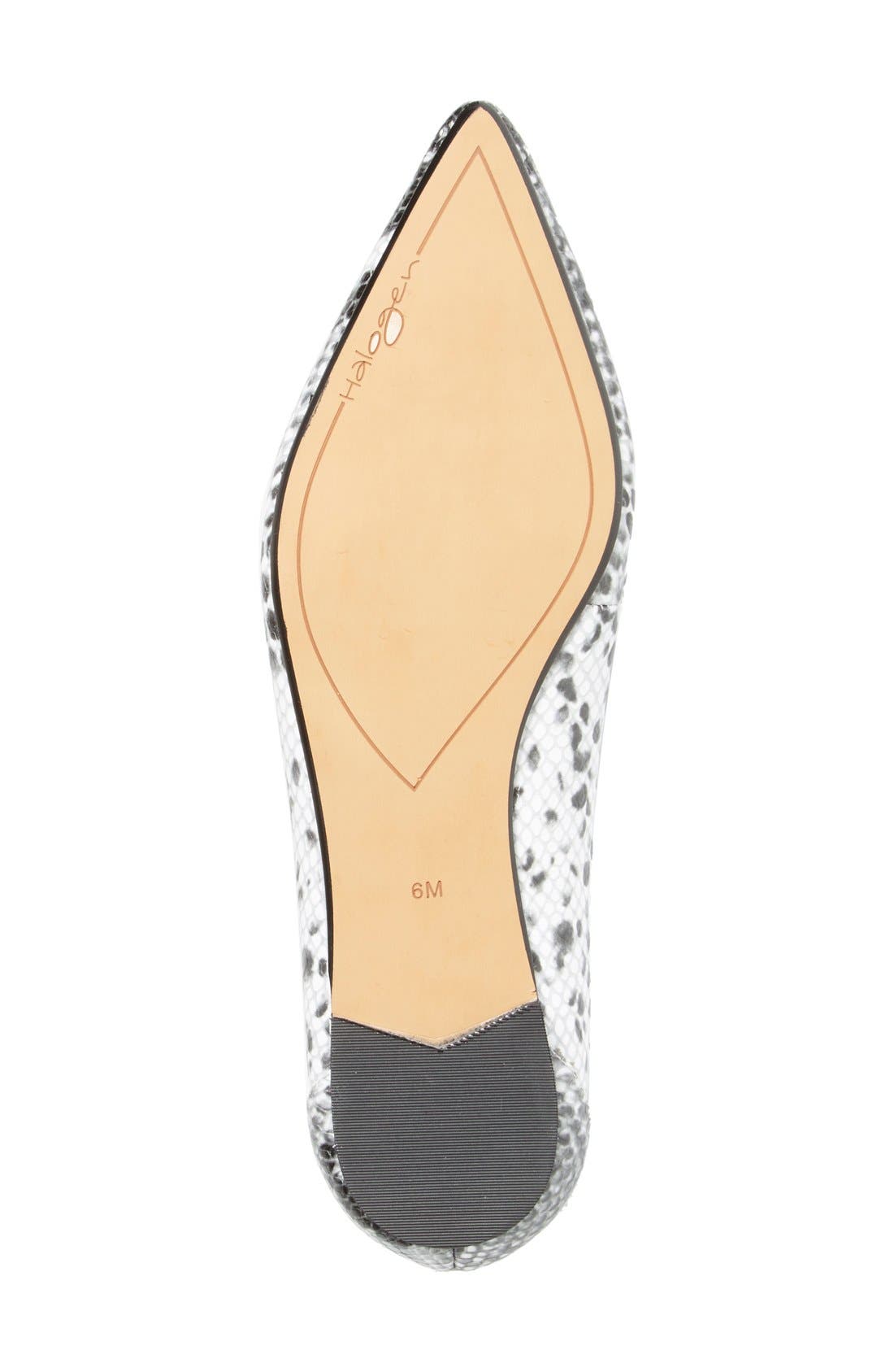 'Owen' Pointy Toe Ghillie Flat, Alternate, color, WHITE/BLK SNAKE PRINT LEATHER