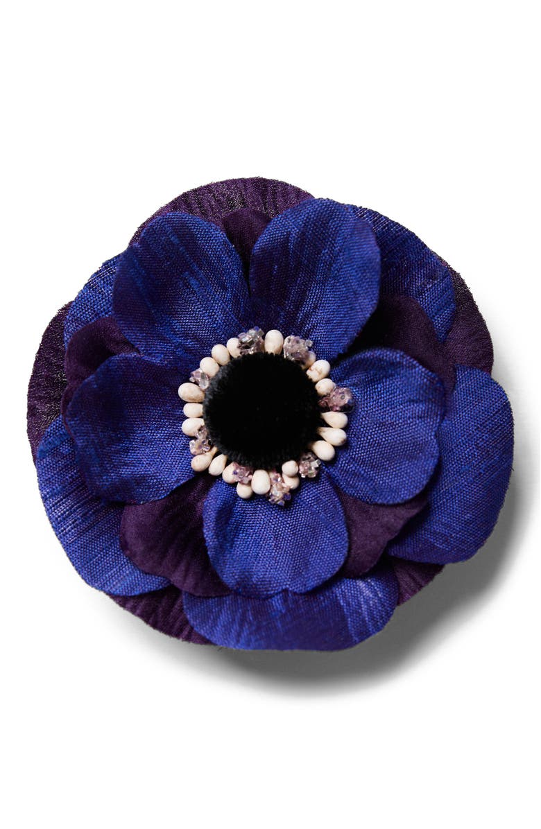 Helena Simon The Indigo Anemone Floral Brooch, Main, color, Indigo