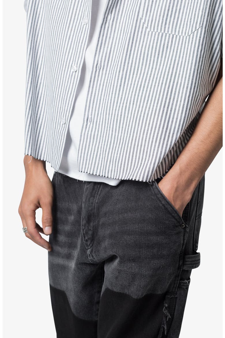 Stripe Short Sleeve Button-Up Shirt, Alternate, color, GREY/ WHITE
