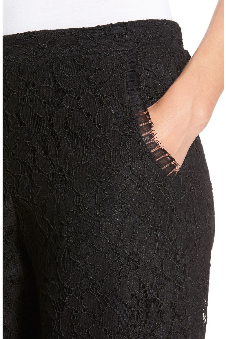 'Stella' Lace Culottes, Alternate, color, BLACK