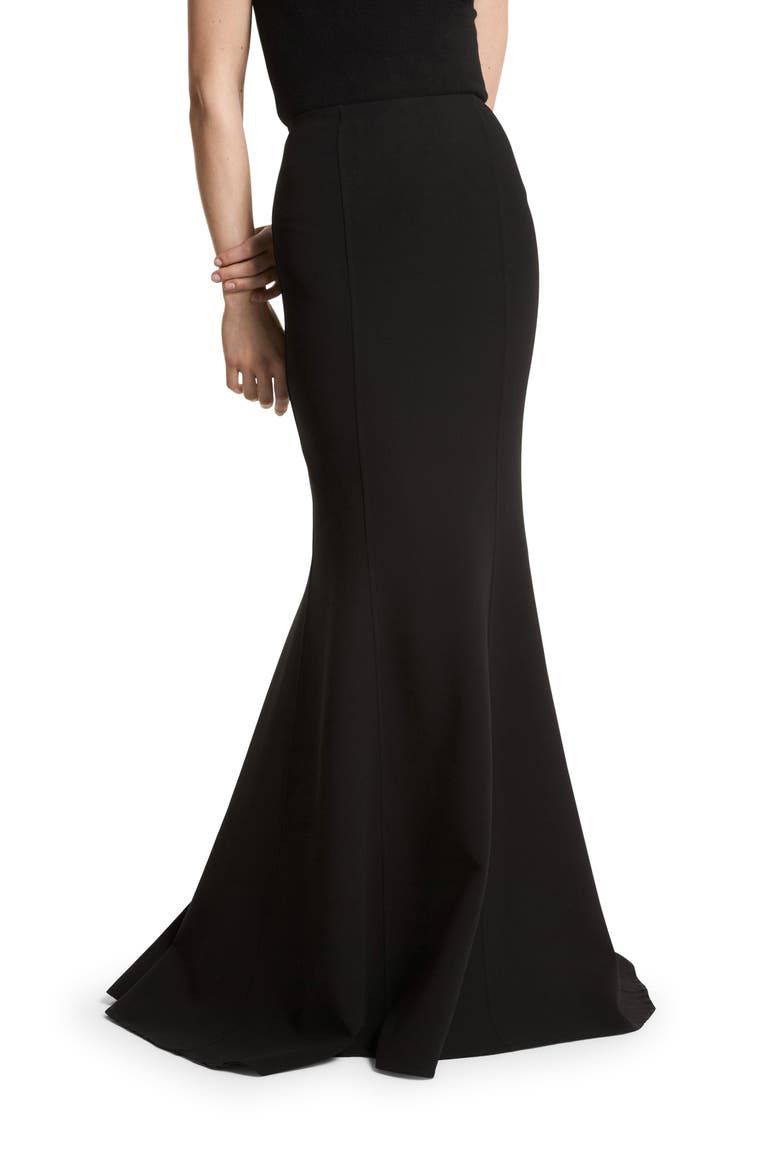 Stretch Wool Fishtail Skirt, Main, color, BLACK