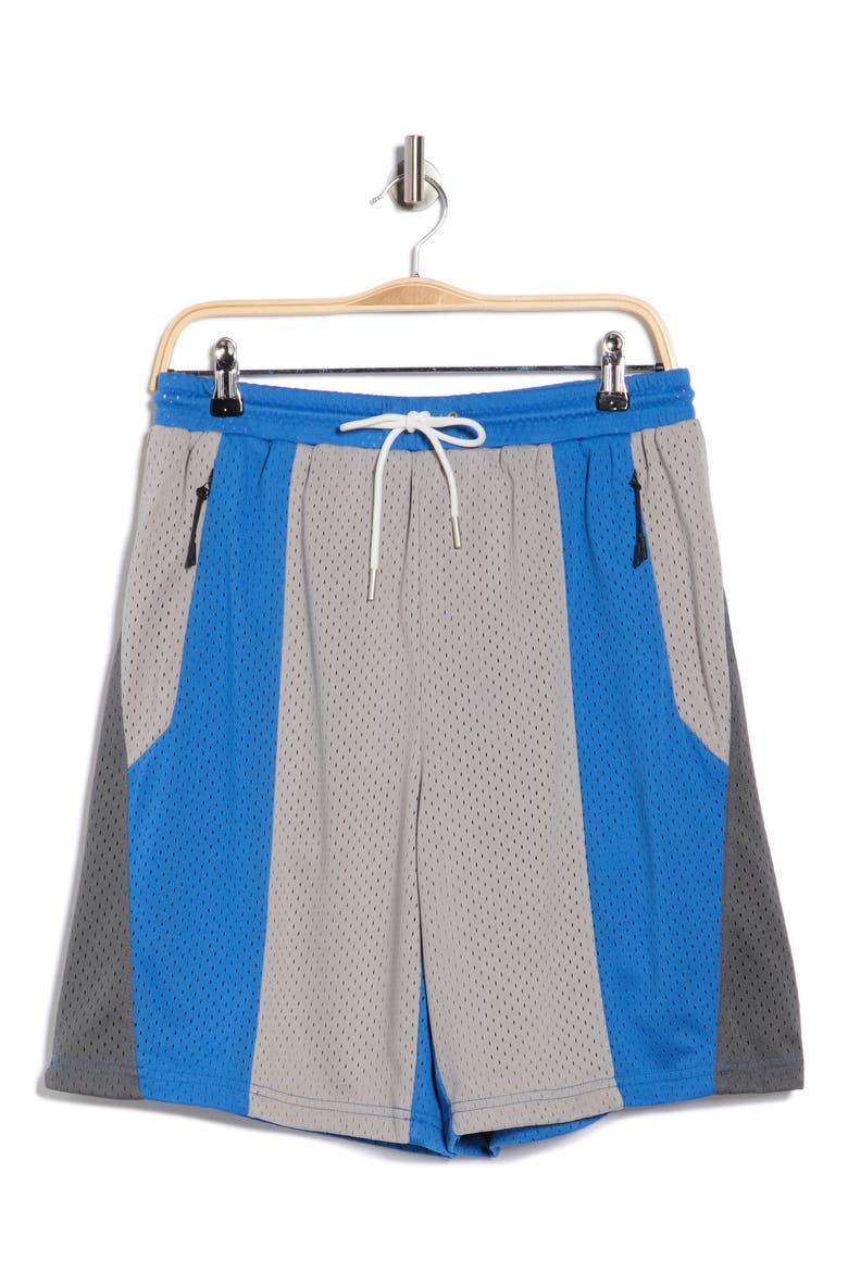 Mesh Paneled Shorts, Alternate, color, BLUE/ GREY