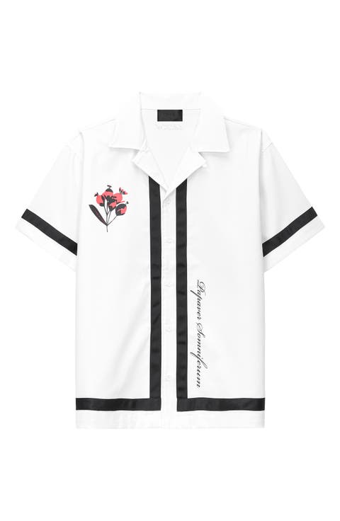 Nathan Poppy Graphic Oversized Button-Up Camp Shirt