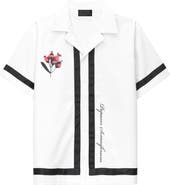 RtA Nathan Poppy Graphic Oversized Button-Up Camp Shirt