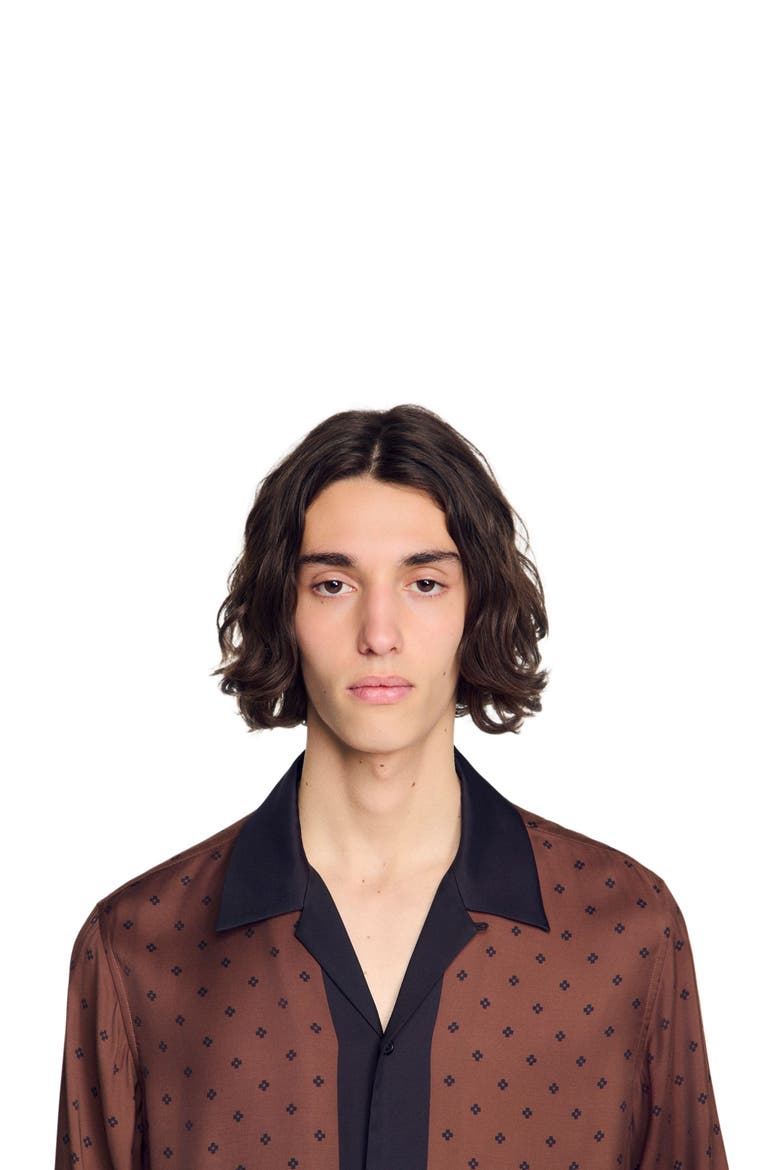 Square Cross motif shirt, Alternate, color, Tobacco brown